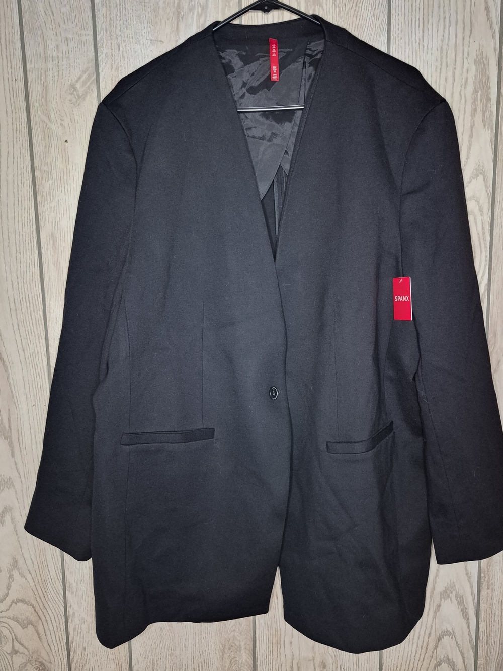 Spanx Perf Collarless Blazer Classic Black Knit Jacket Sz 2X NWT